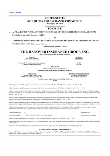 Thumbnail Hanover Insurance Group 10-K Annual Report 2011