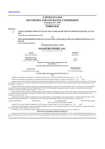 Thumbnail Flowers Foods
 10-K Annual Report 2011