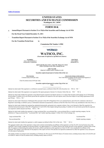 Miniature Watsco
 10-K Rapport annuel 2011