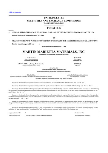 Thumbnail Martin Marietta Materials 10-K Annual Report 2011