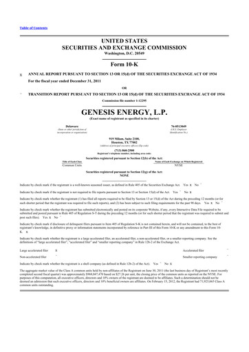 Thumbnail Genesis Energy  L.P. 10-K Annual Report 2011