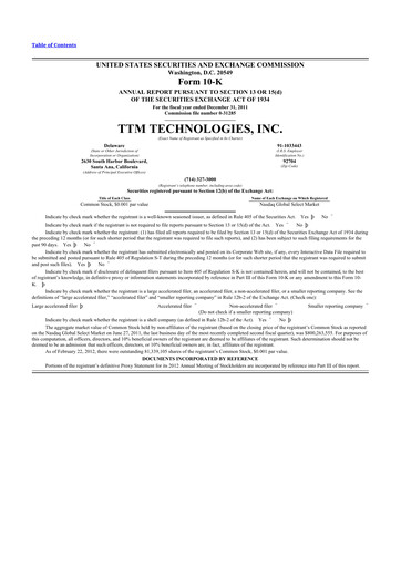 Thumbnail TTM Technologies
 10-K Annual Report 2011