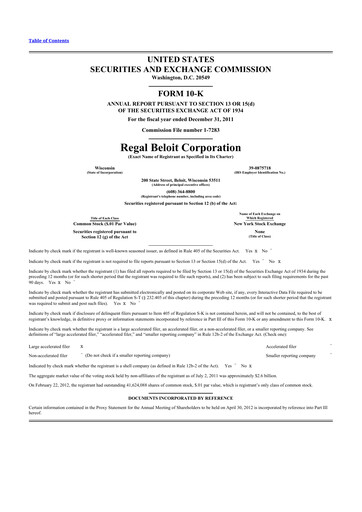 Thumbnail Regal Rexnord 10-K Annual Report 2011