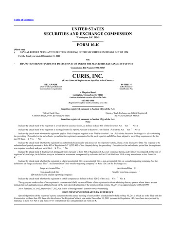 Thumbnail Curis 10-K Annual Report 2011