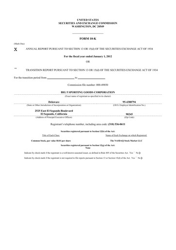 Thumbnail Big 5 Sporting Goods 10-K Annual Report 2011