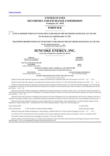 Thumbnail SunCoke Energy
 10-K Annual Report 2011