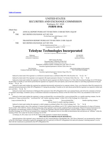 Thumbnail Teledyne Technologies 10-K Annual Report 2011