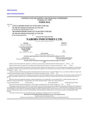 Miniature Nabors Industries
 10-K Rapport annuel 2011