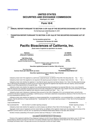 Thumbnail Pacific Biosciences
 10-K Annual Report 2011