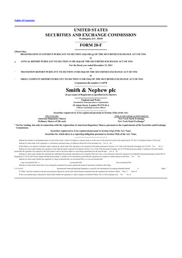 Miniature Smith & Nephew
 20-F Rapport annuel 