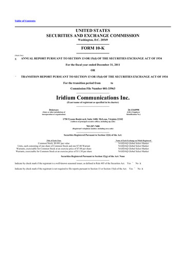 Thumbnail Iridium Communications 10-K Annual Report 2011