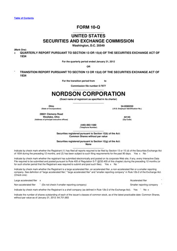Thumbnail Nordson 10-Q Quarterly Report FY2012 