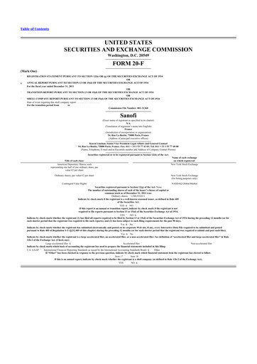 Thumbnail Sanofi 20-F Annual Report 