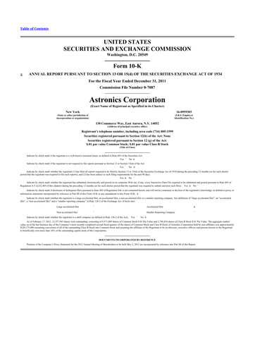 Thumbnail Astronics Corporation
 10-K Annual Report 2011