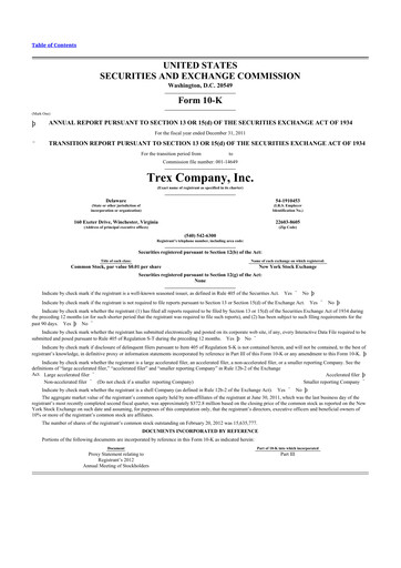 Thumbnail Trex 10-K Annual Report 2011