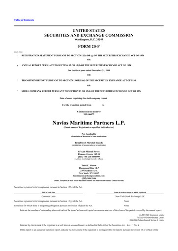 Thumbnail Navios Maritime Partners 20-F Annual Report 2011