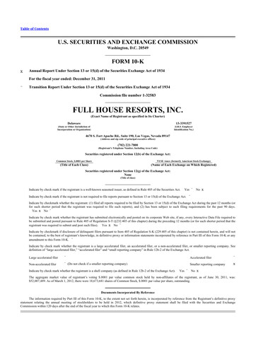 Thumbnail Full House Resorts
 10-K Annual Report 2011