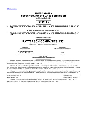 Thumbnail Patterson Companies
 10-Q Quarterly Report FY 