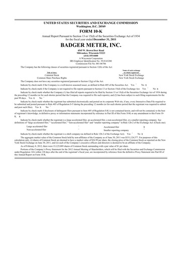 Thumbnail Badger Meter
 10-K Annual Report 2011