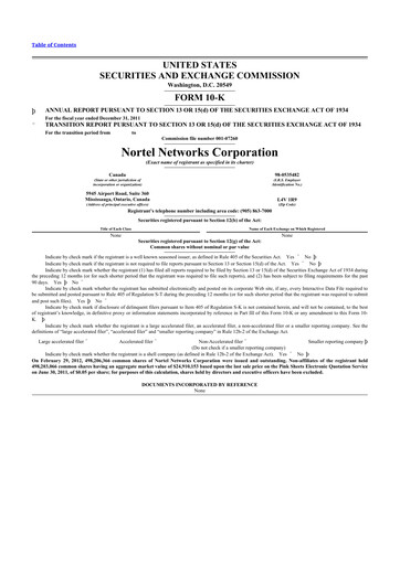 Thumbnail Nortel Networks 10-K Annual Report 2011