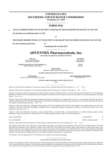 Thumbnail Savara 10-K Annual Report 2011