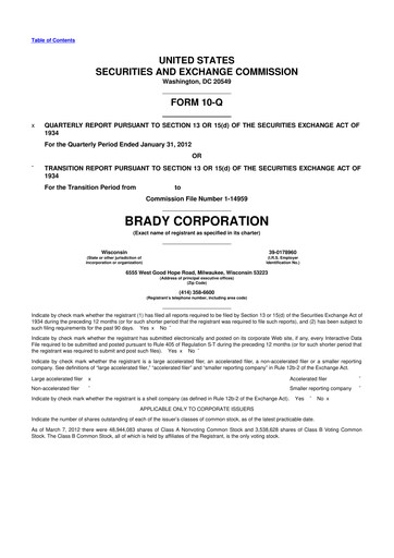 Thumbnail Brady Corporation 10-Q Quarterly Report FY2012 