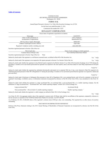Miniature Renasant Corp 10-K Rapport annuel 2011