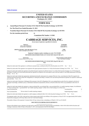Thumbnail Carriage Services 10-K Annual Report 2011