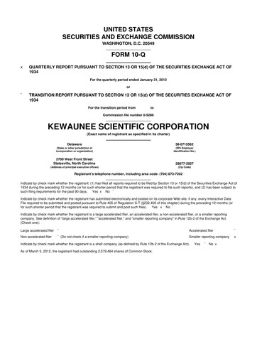 Thumbnail Kewaunee Scientific Corporation 10-Q Quarterly Report FY2012 