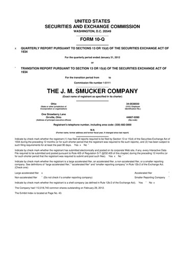 Thumbnail J.M. Smucker Company 10-Q Quarterly Report FY2012 