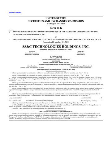 Thumbnail SS&C Technologies
 10-K Annual Report 2011