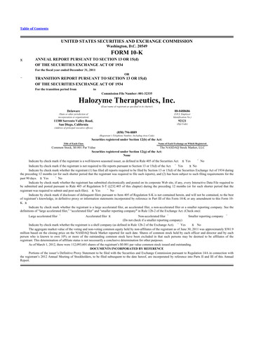 Thumbnail Halozyme Therapeutics 10-K Annual Report 2011
