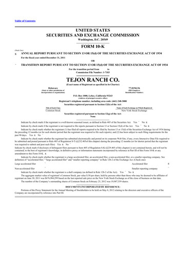 Thumbnail Tejon Ranch
 10-K Annual Report 2011