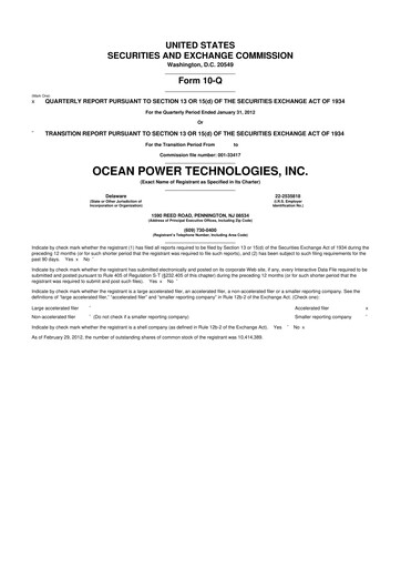 Thumbnail Ocean Power Technologies
 10-Q Quarterly Report FY2012 