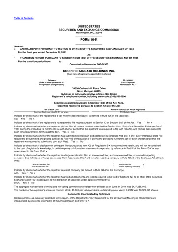 Vorschaubild Cooper Standard 10-K Jahresbericht 2011