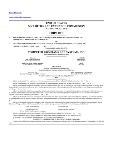 Thumbnail TruBridge 10-K Annual Report 2011