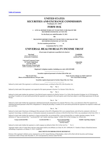 Thumbnail Universal Health Realty Income Trust 10-K Annual Report 2011