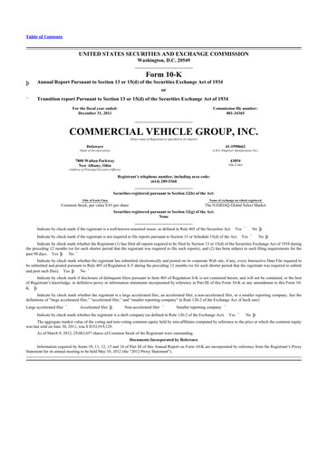 Thumbnail Commercial Vehicle Group (CVG) 10-K Annual Report 2011
