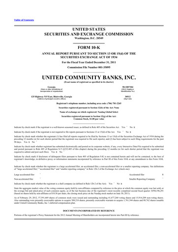 Thumbnail United Community Bank 10-K Annual Report 2011