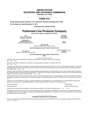 Thumbnail Preformed Line Products 10-K Annual Report 2011