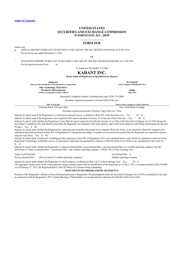 Thumbnail Kadant 10-K Annual Report 2011