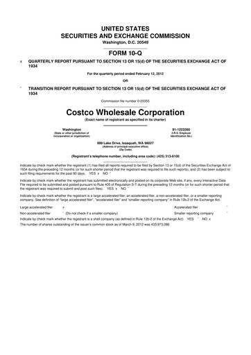 Miniature Costco 10-Q Rapport trimestriel 2012 