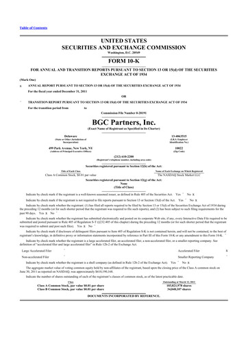 Thumbnail BGC Group
 10-K Annual Report 2011