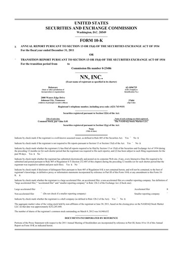 Vorschaubild NN, Inc.
 10-K Jahresbericht 2011