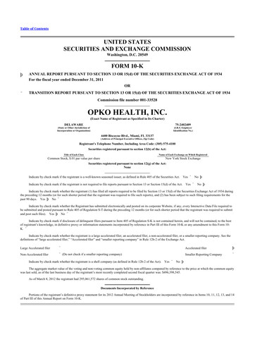 Thumbnail OPKO Health
 10-K Annual Report 2011