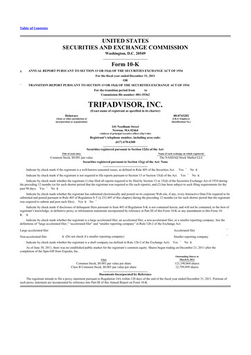 Thumbnail TripAdvisor 10-K Annual Report 2011