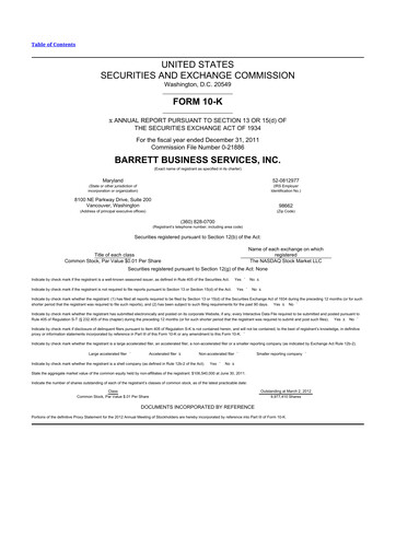Thumbnail Barrett Business Services 10-K Annual Report 2011