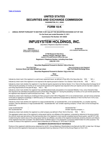 Thumbnail InfuSystem 10-K Annual Report 2011