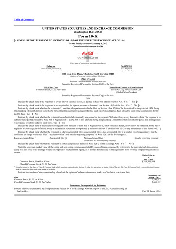 Thumbnail Coca-Cola Consolidated 10-K Annual Report 2011