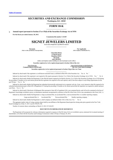 Thumbnail Signet Jewelers
 10-K Annual Report 2012